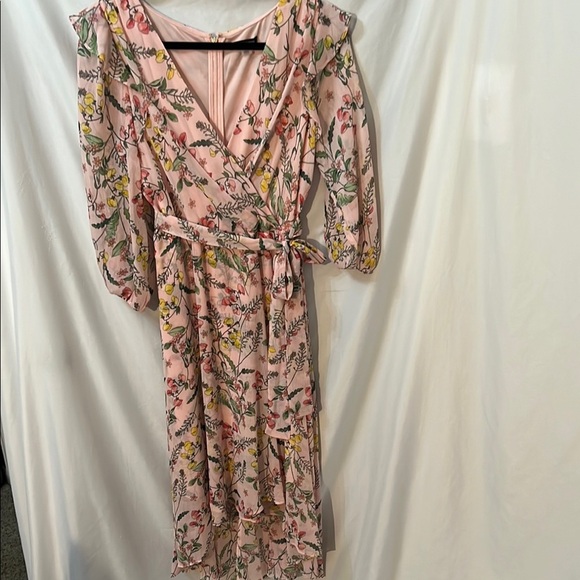 Tommy Hilfiger Womens Floral Pink Tie Sash Dress Size 10 - Picture 1 of 11